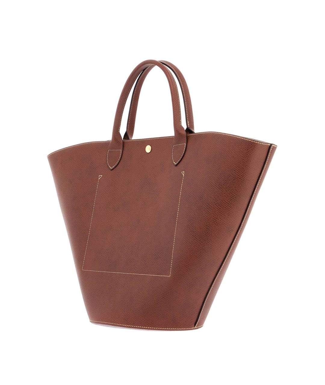 LONGCHAMP Коричневая кожаная сумка тоут, фото 3