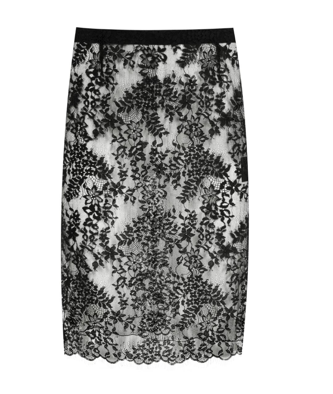 SAINT LAURENT Черная хлопковая юбка миди, фото 1