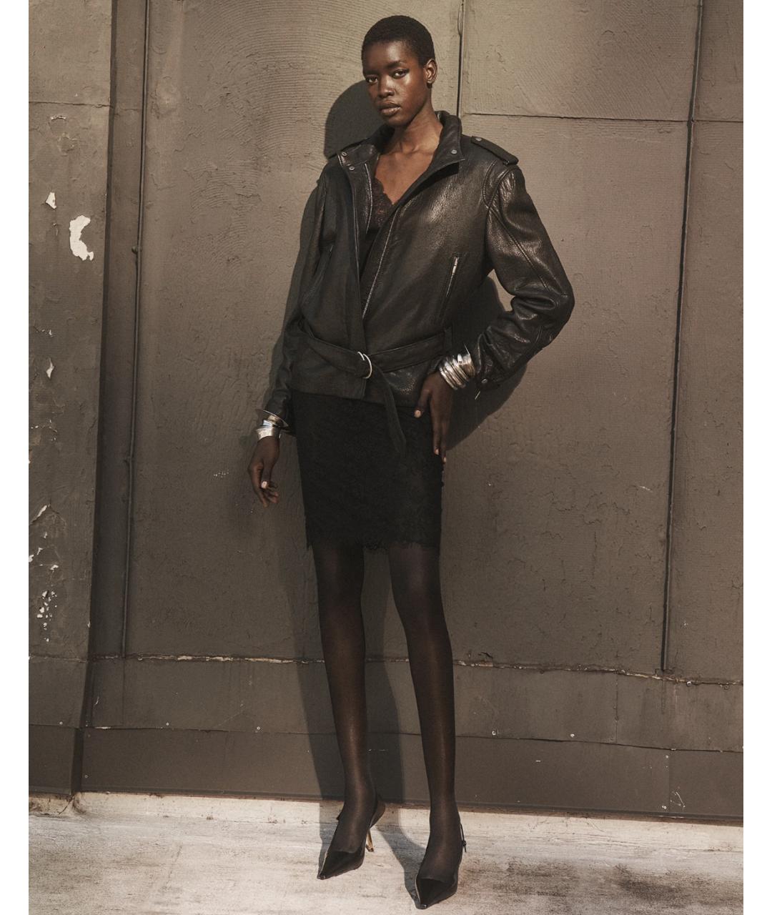 SAINT LAURENT Черная хлопковая юбка миди, фото 3