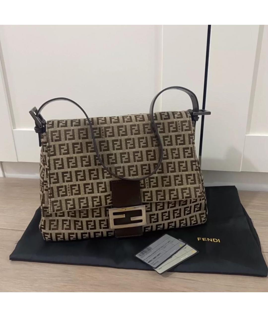 FENDI Коричневая жаккардовая сумка через плечо, фото 2