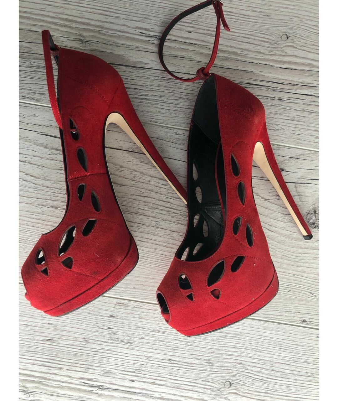 GIUSEPPE ZANOTTI DESIGN Красные замшевые босоножки, фото 8