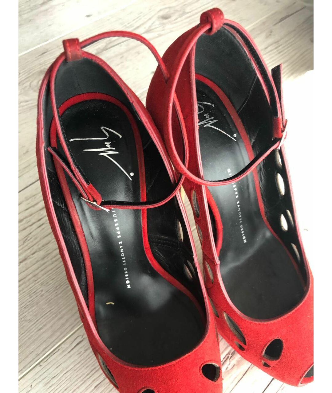 GIUSEPPE ZANOTTI DESIGN Красные замшевые босоножки, фото 4