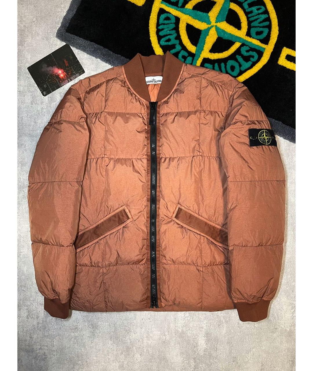 STONE ISLAND Оранжевый полиуретановый пуховик, фото 6