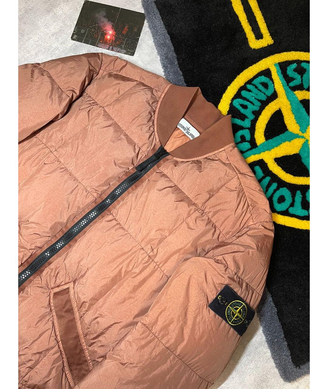 STONE ISLAND Оранжевый полиуретановый пуховик, фото 3