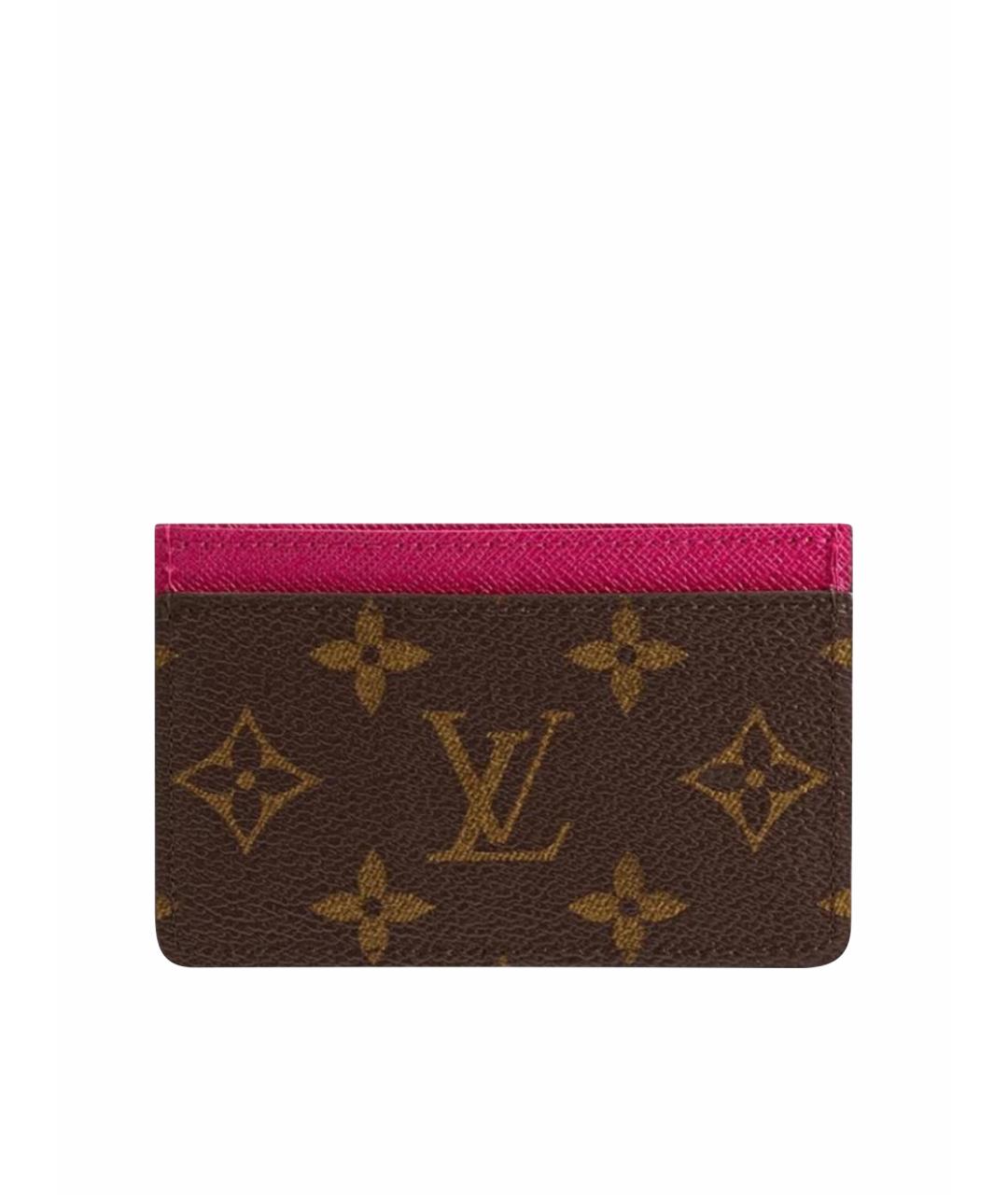 LOUIS VUITTON Коричневый кожаный кардхолдер, фото 1