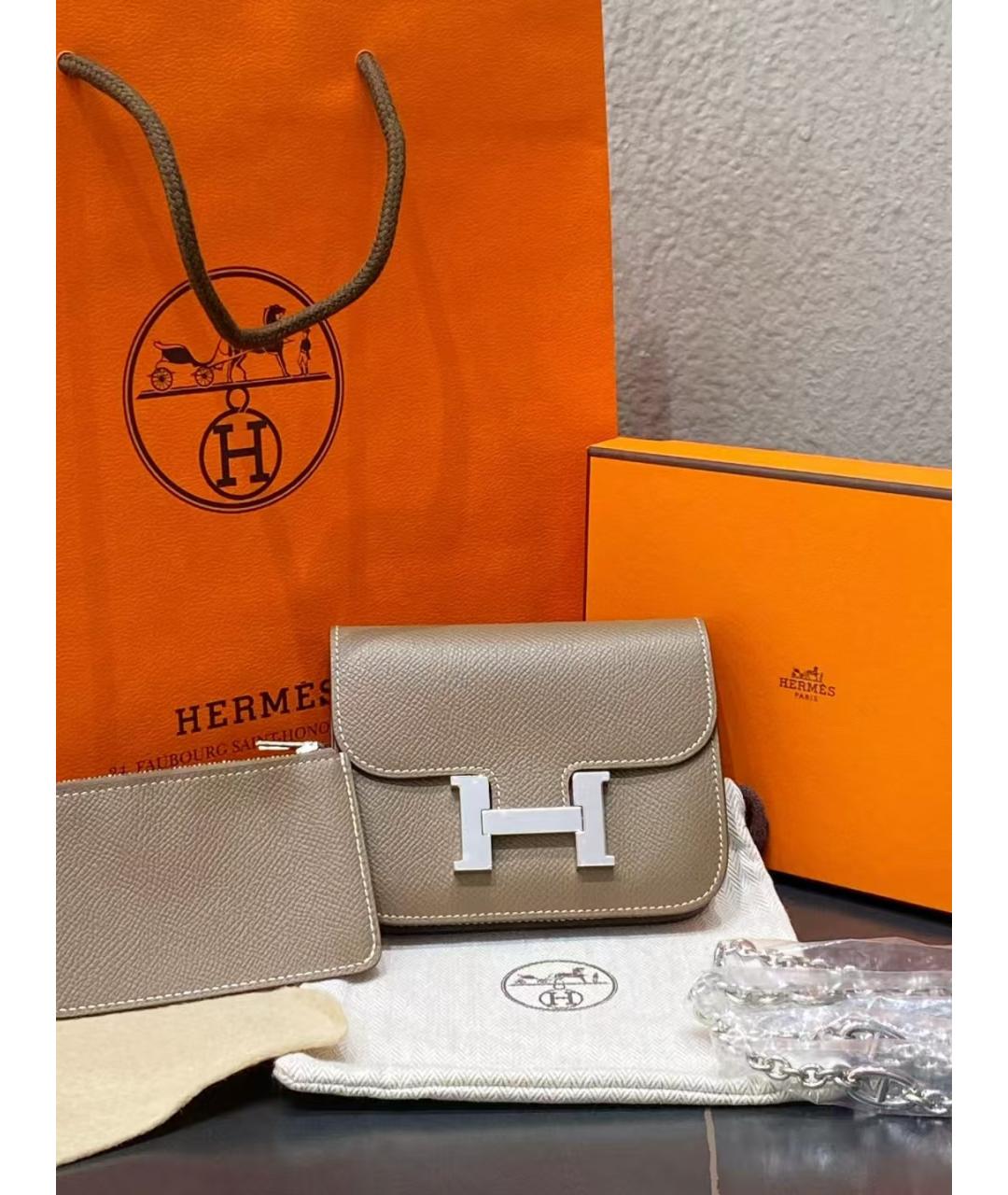 HERMES Бежевая кожаная поясная сумка, фото 7