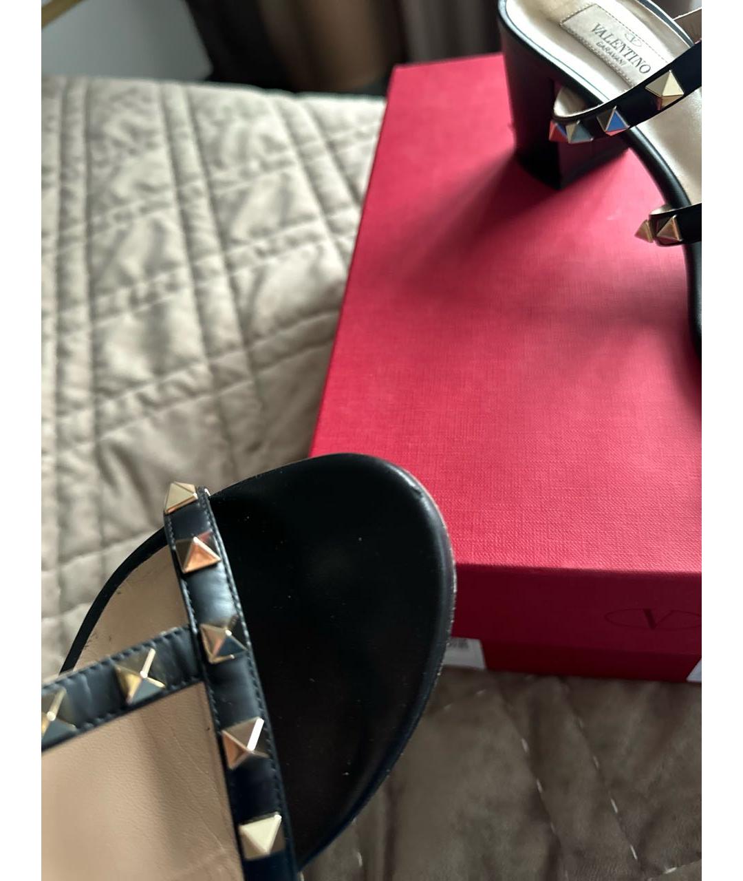 VALENTINO Черные кожаные босоножки, фото 5
