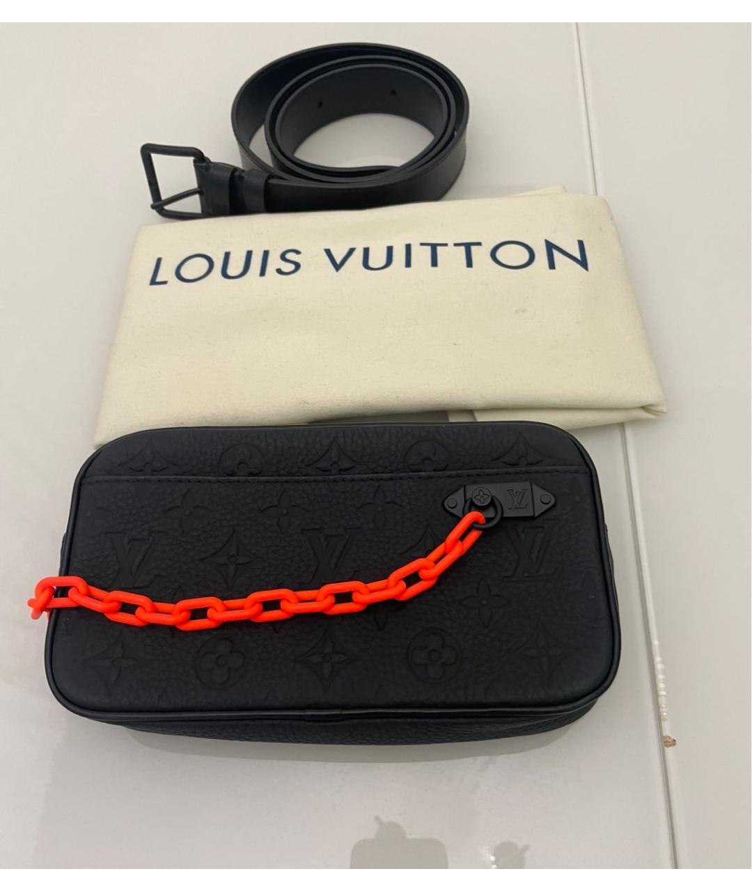 LOUIS VUITTON Черная кожаная поясная сумка, фото 9