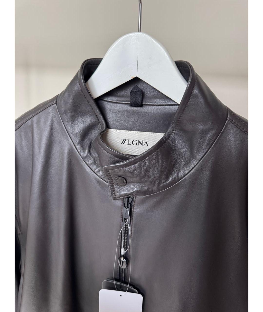 ERMENEGILDO ZEGNA Коричневая кожаная куртка, фото 4