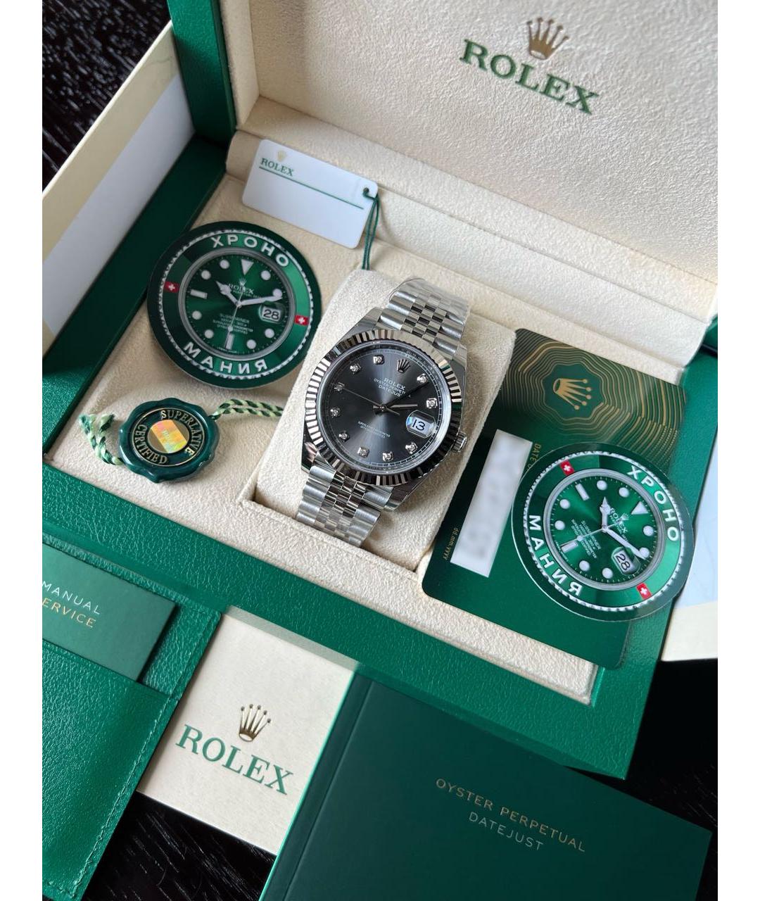 ROLEX Антрацитовые часы из белого золота, фото 2