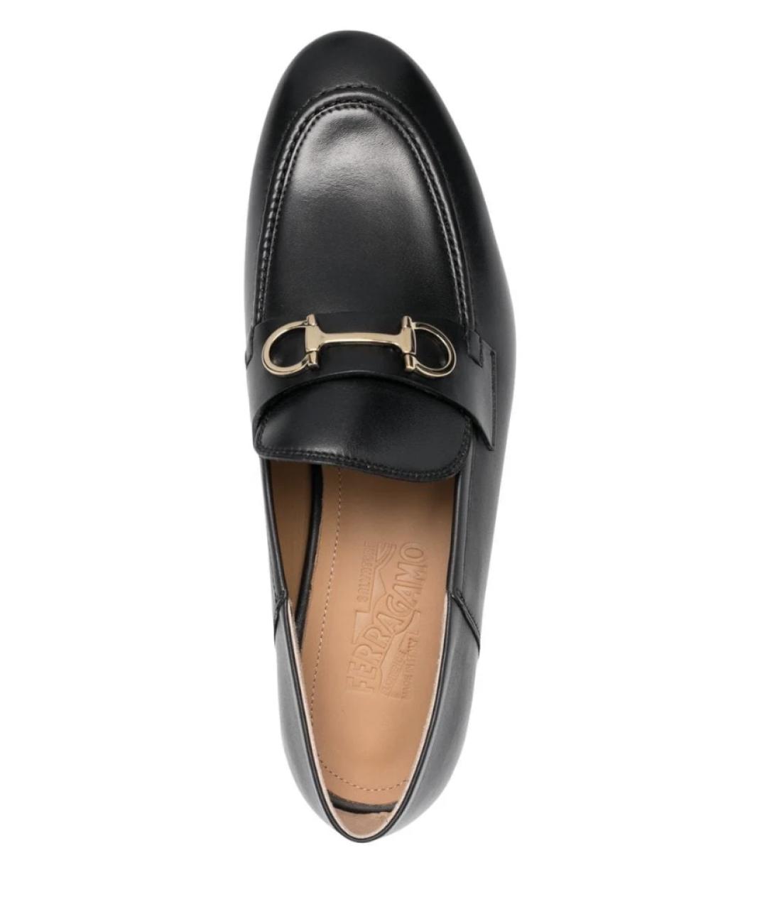 FERRAGAMO Черные кожаные лоферы, фото 3