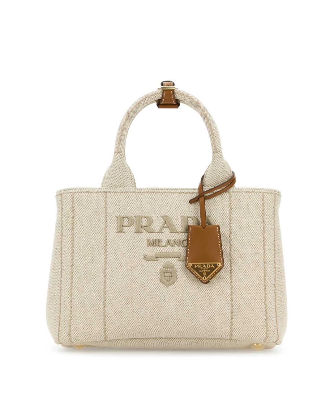 PRADA Бежевая тканевая сумка тоут, фото 1