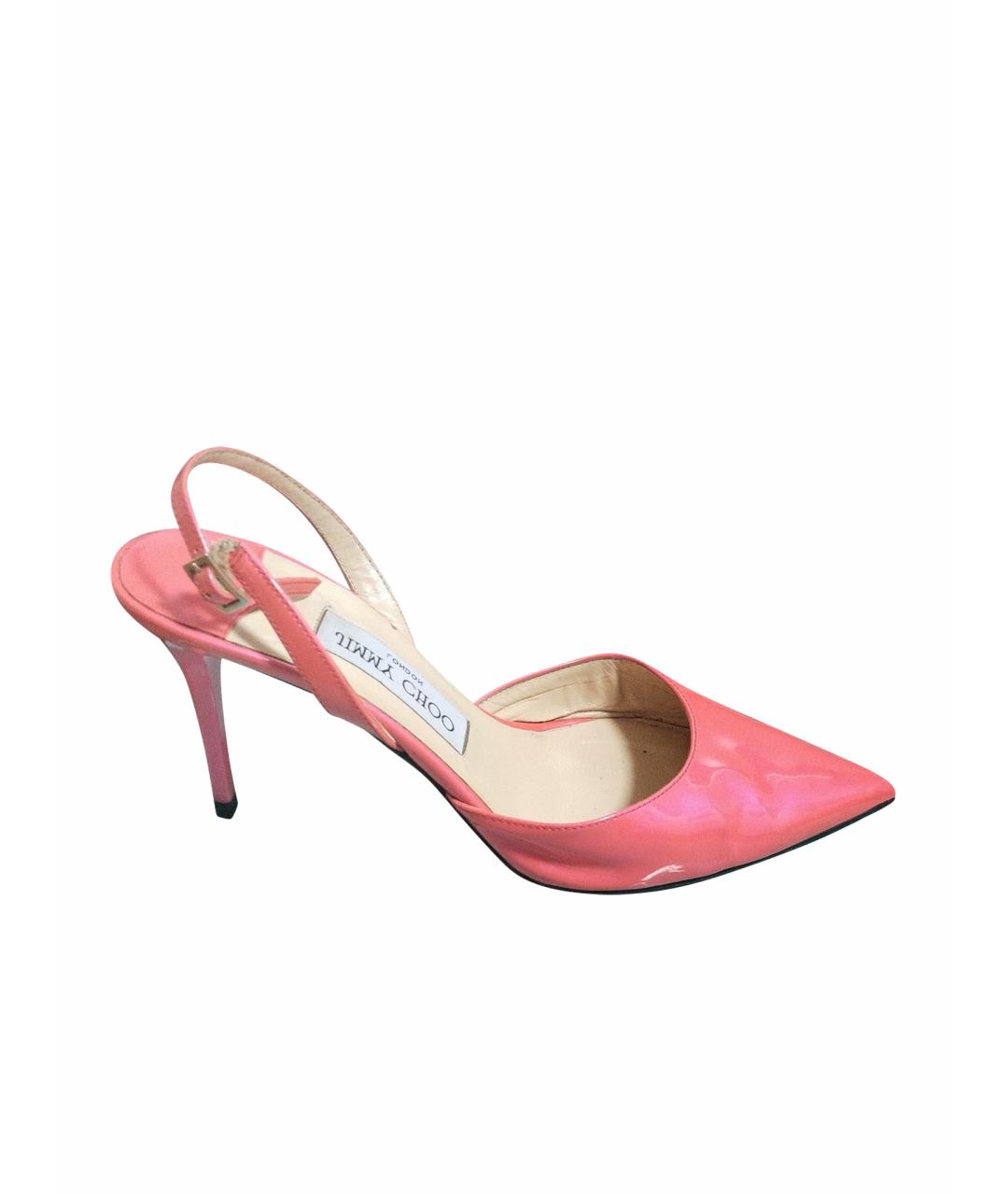 JIMMY CHOO Коралловые босоножки из лакированной кожи, фото 1