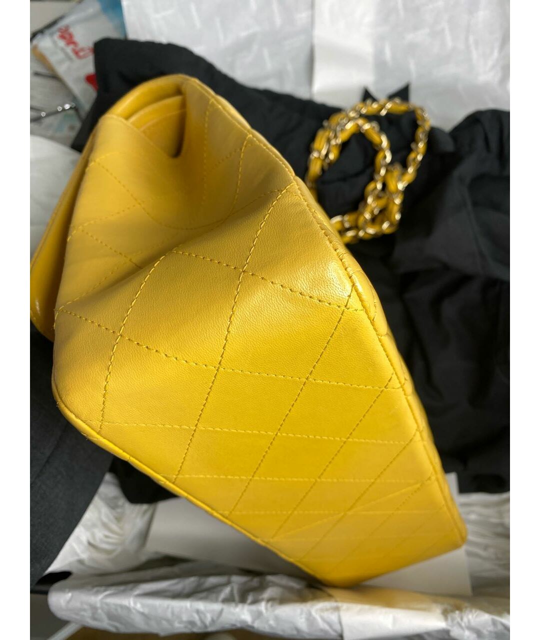 CHANEL PRE-OWNED Желтая кожаная сумка тоут, фото 4
