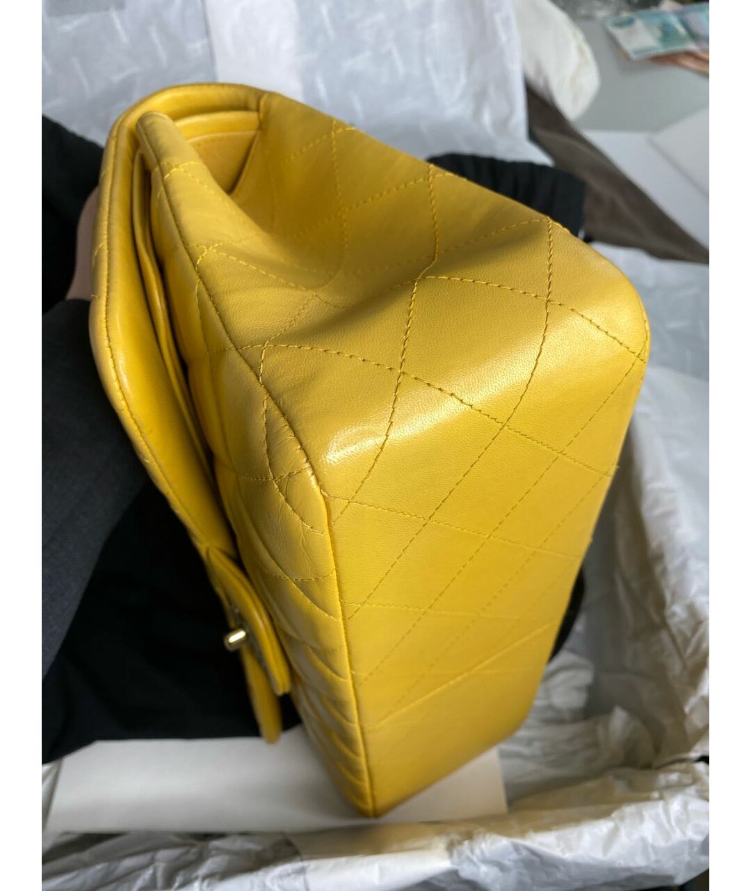CHANEL PRE-OWNED Желтая кожаная сумка тоут, фото 3