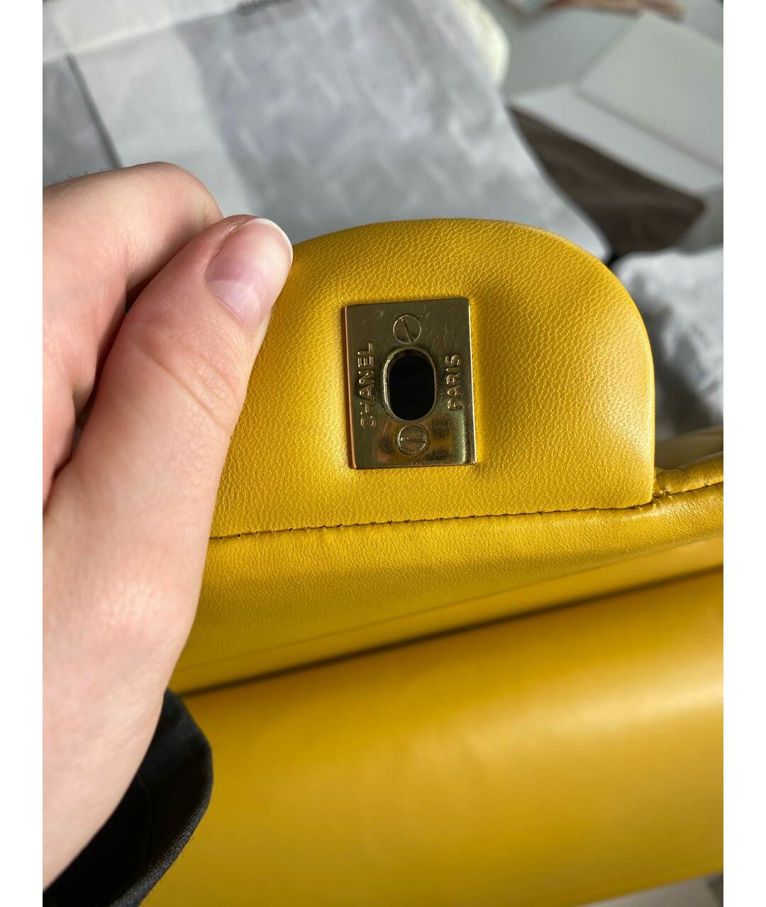 CHANEL PRE-OWNED Желтая кожаная сумка тоут, фото 8