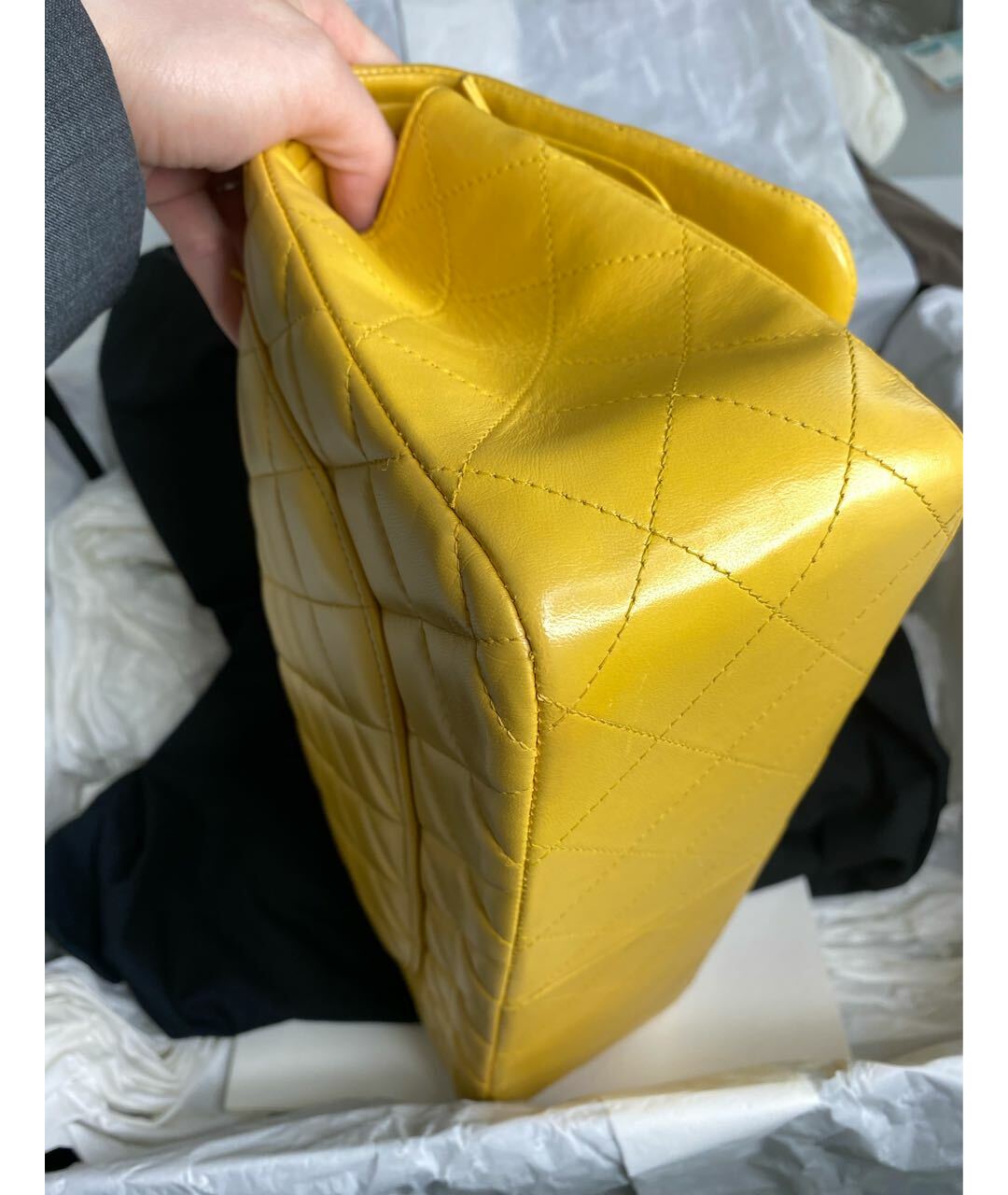 CHANEL PRE-OWNED Желтая кожаная сумка тоут, фото 7