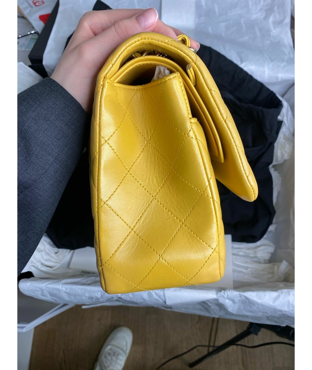CHANEL PRE-OWNED Желтая кожаная сумка тоут, фото 6