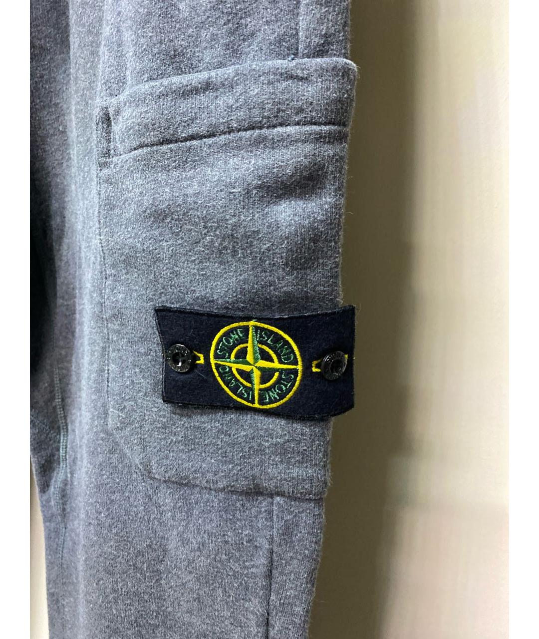 STONE ISLAND Серые хлопковые повседневные брюки, фото 3