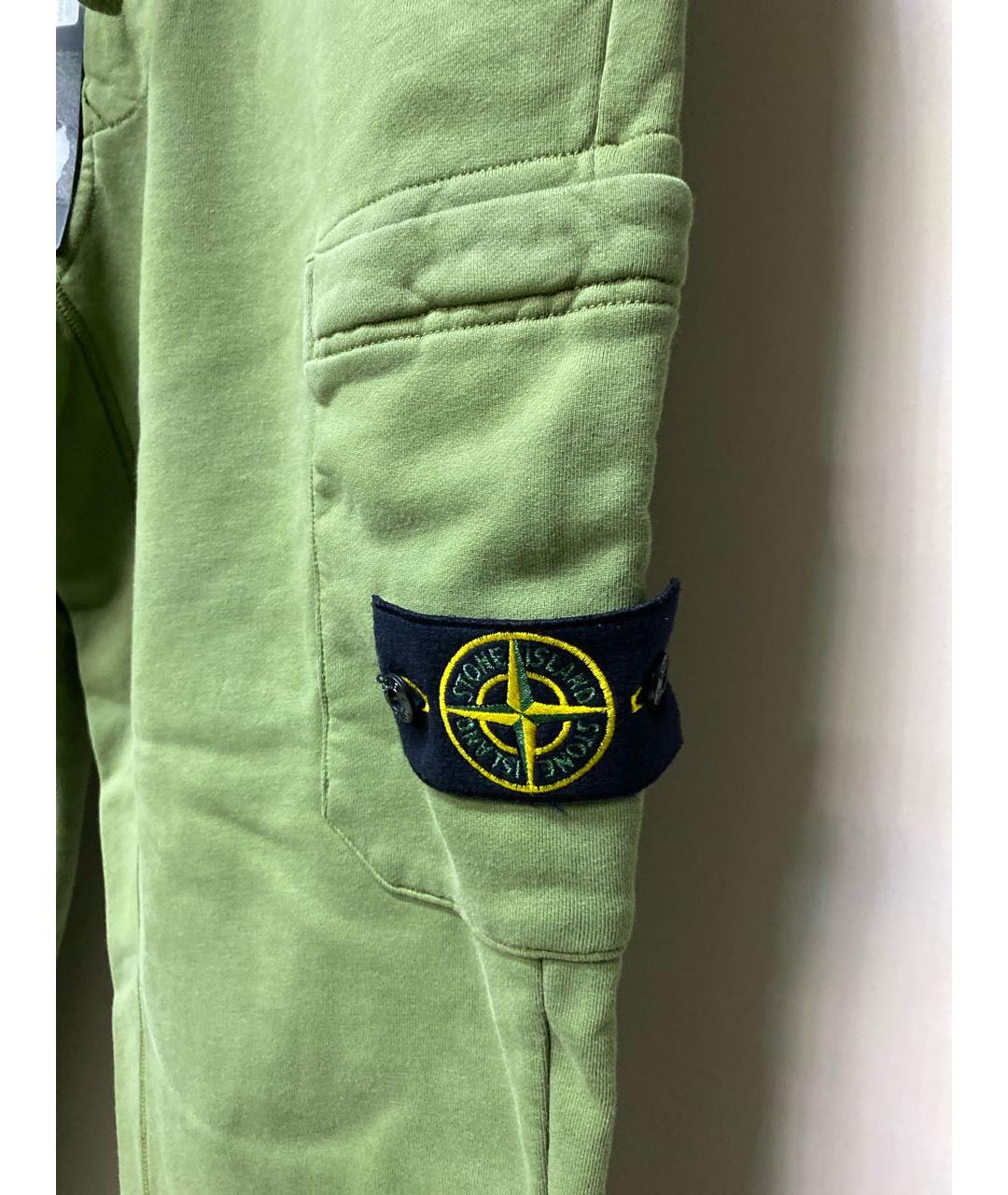 STONE ISLAND Зеленые хлопковые повседневные брюки, фото 3