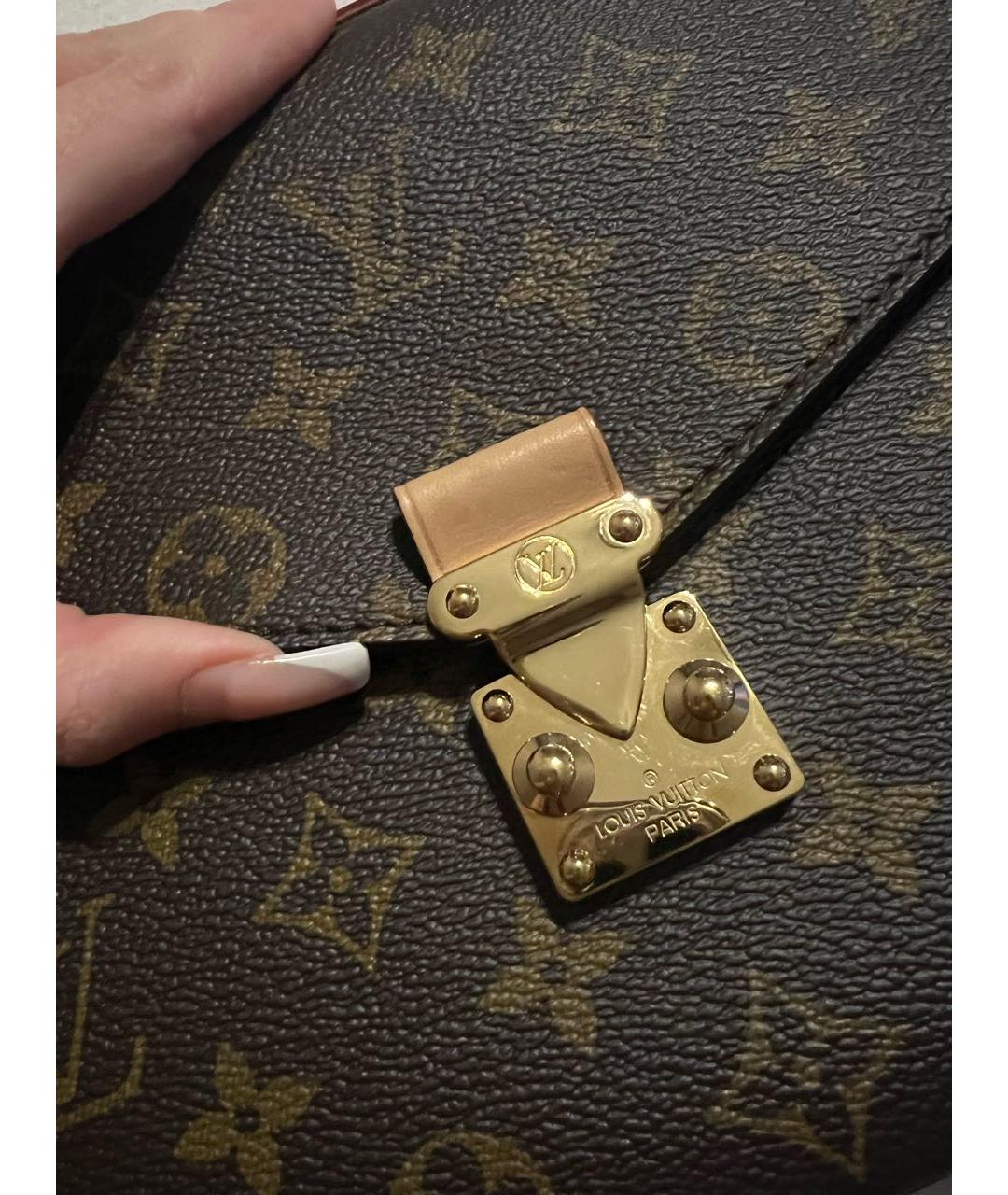 LOUIS VUITTON Коричневая кожаная сумка через плечо, фото 4