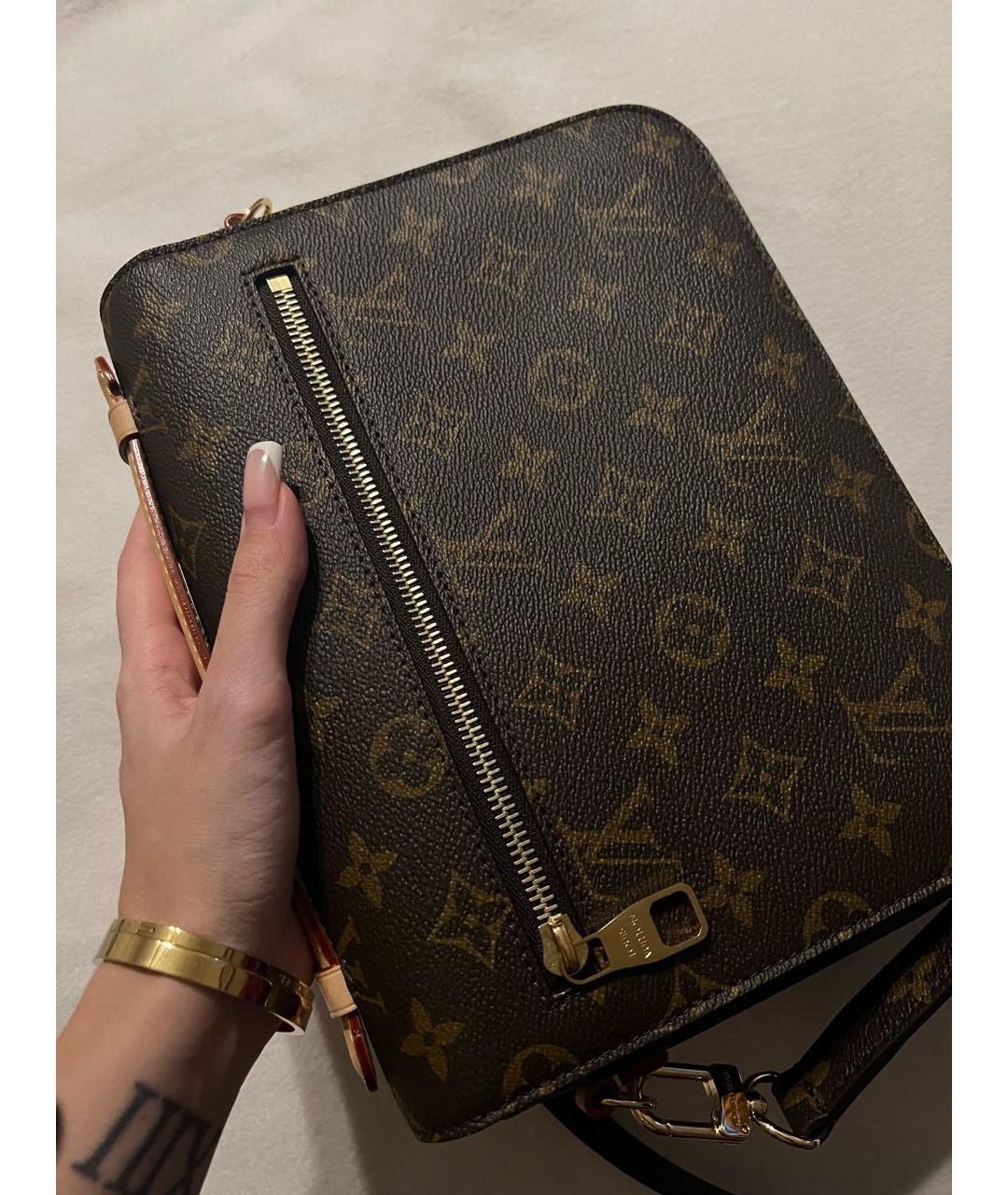 LOUIS VUITTON Коричневая кожаная сумка через плечо, фото 5