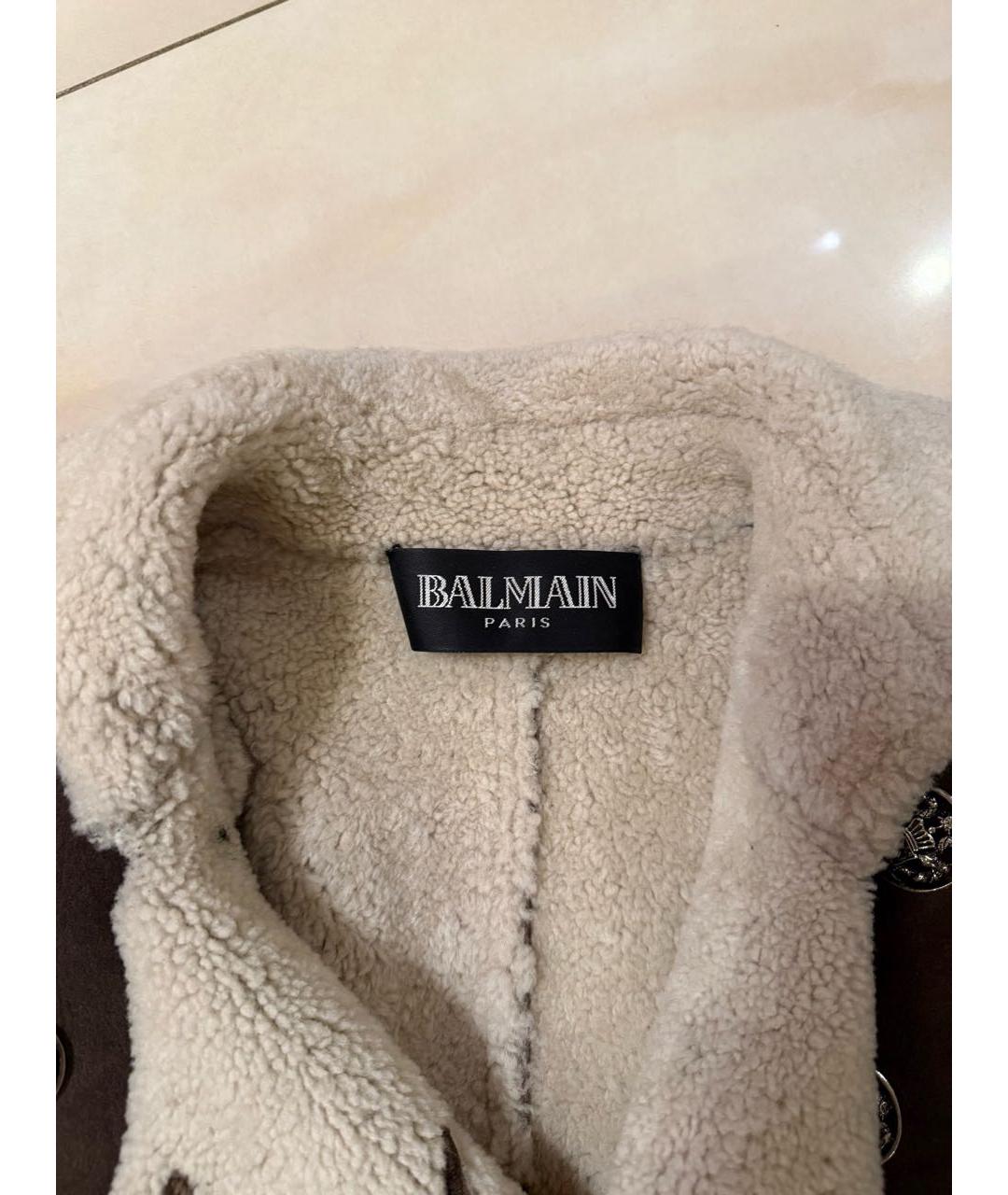 BALMAIN Коричневая кожаная дубленка, фото 5