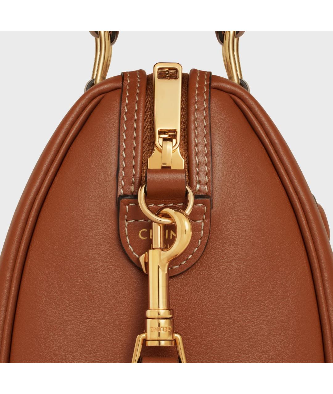 CELINE Коричневая кожаная сумка с короткими ручками, фото 5