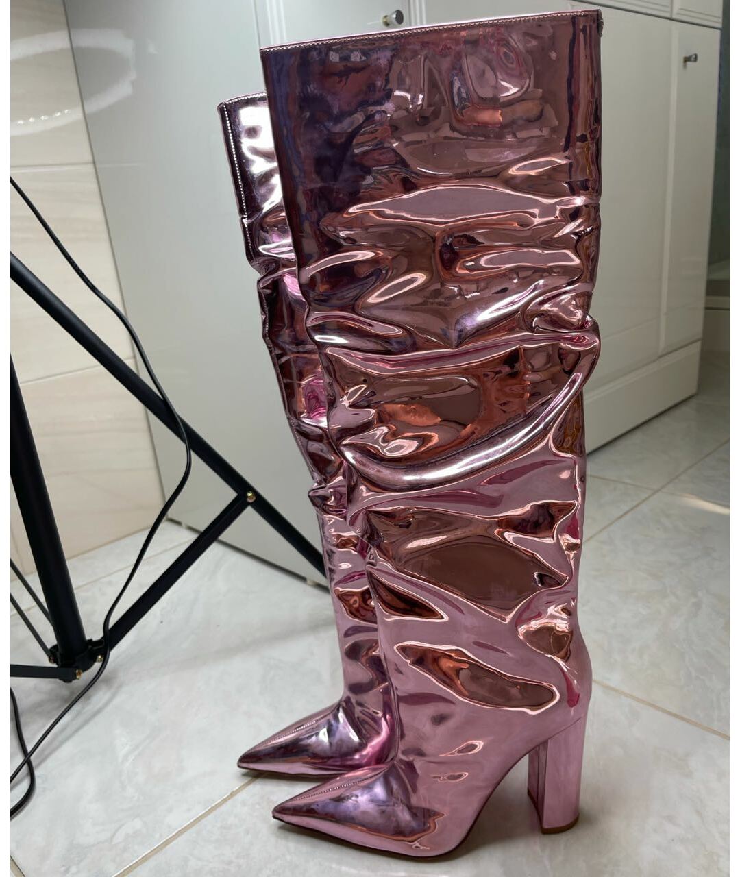 ELISABETTA FRANCHI Розовые сапоги из лакированной кожи, фото 6