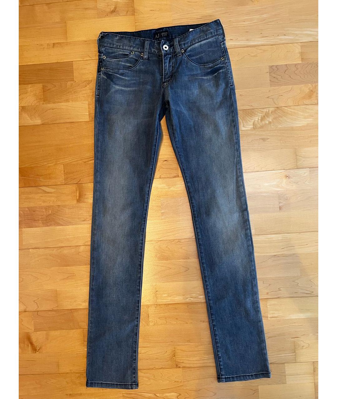 ARMANI JEANS Синие хлопко-эластановые джинсы слим, фото 6