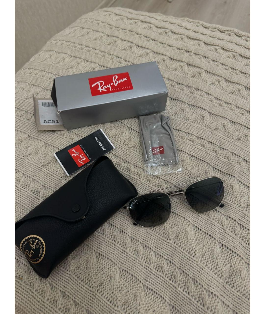 RAY BAN Антрацитовые металлические солнцезащитные очки, фото 4