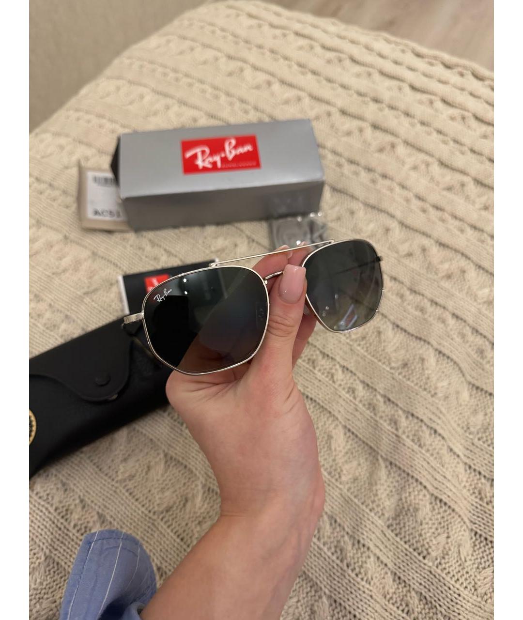 RAY BAN Антрацитовые металлические солнцезащитные очки, фото 5