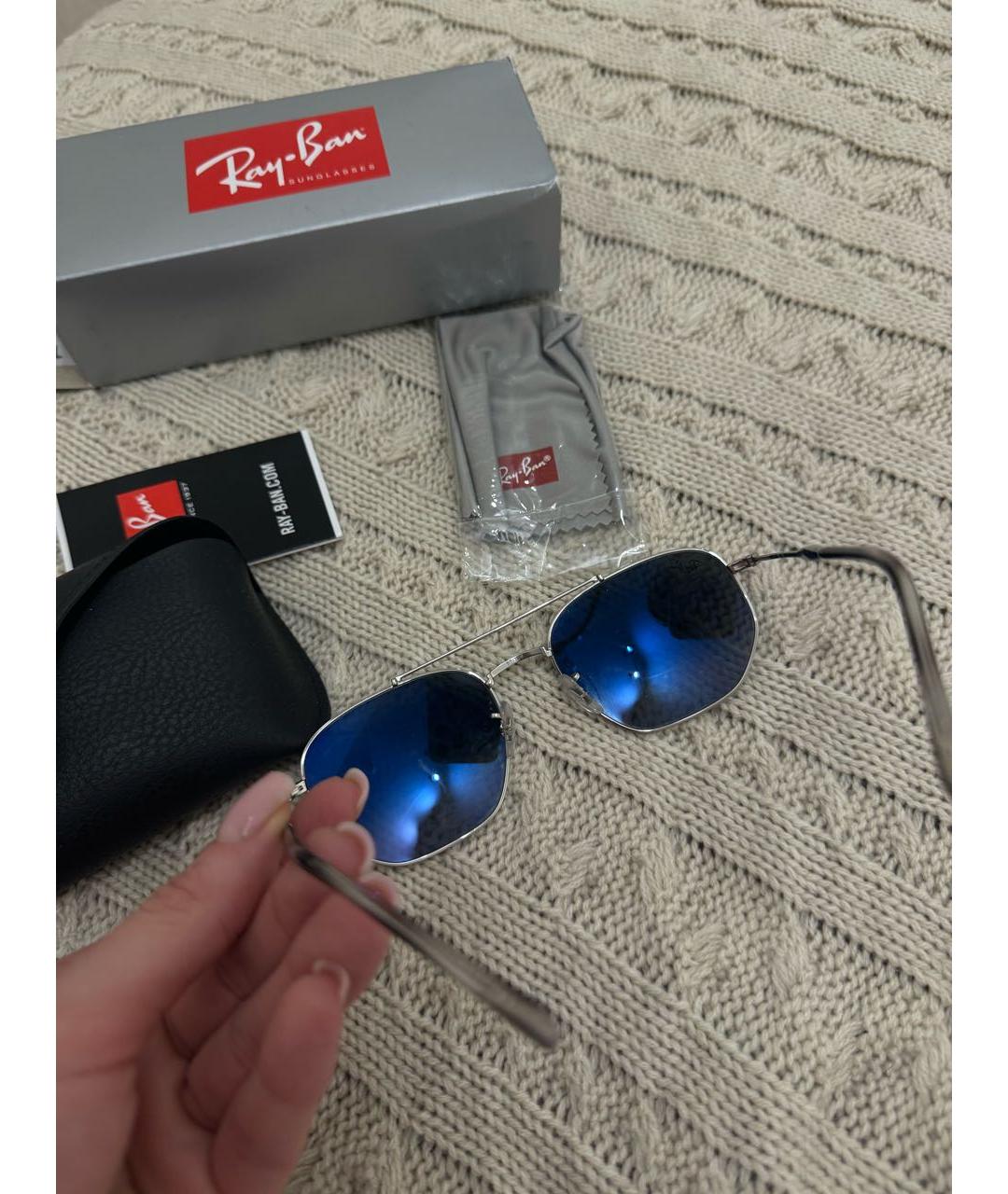 RAY BAN Антрацитовые металлические солнцезащитные очки, фото 2