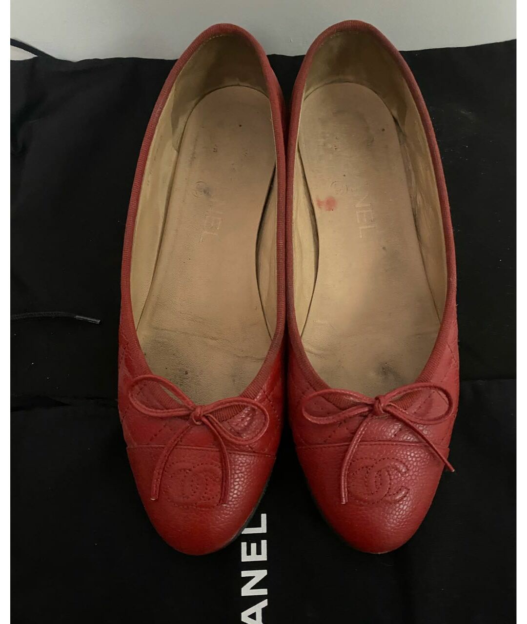 CHANEL PRE-OWNED Красные кожаные балетки, фото 2