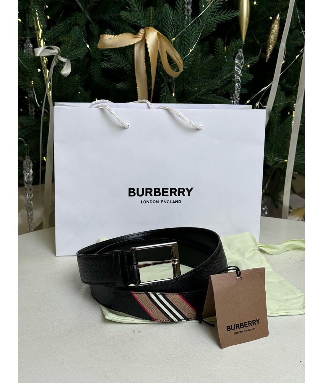 BURBERRY Черный кожаный ремень, фото 2