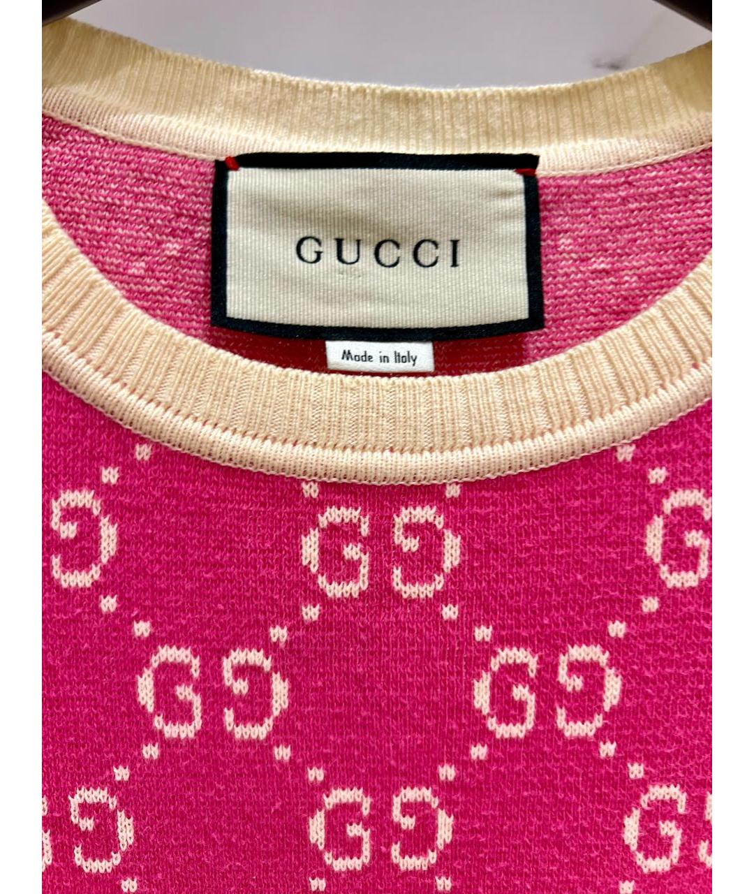 GUCCI Коралловая хлопковая футболка, фото 3