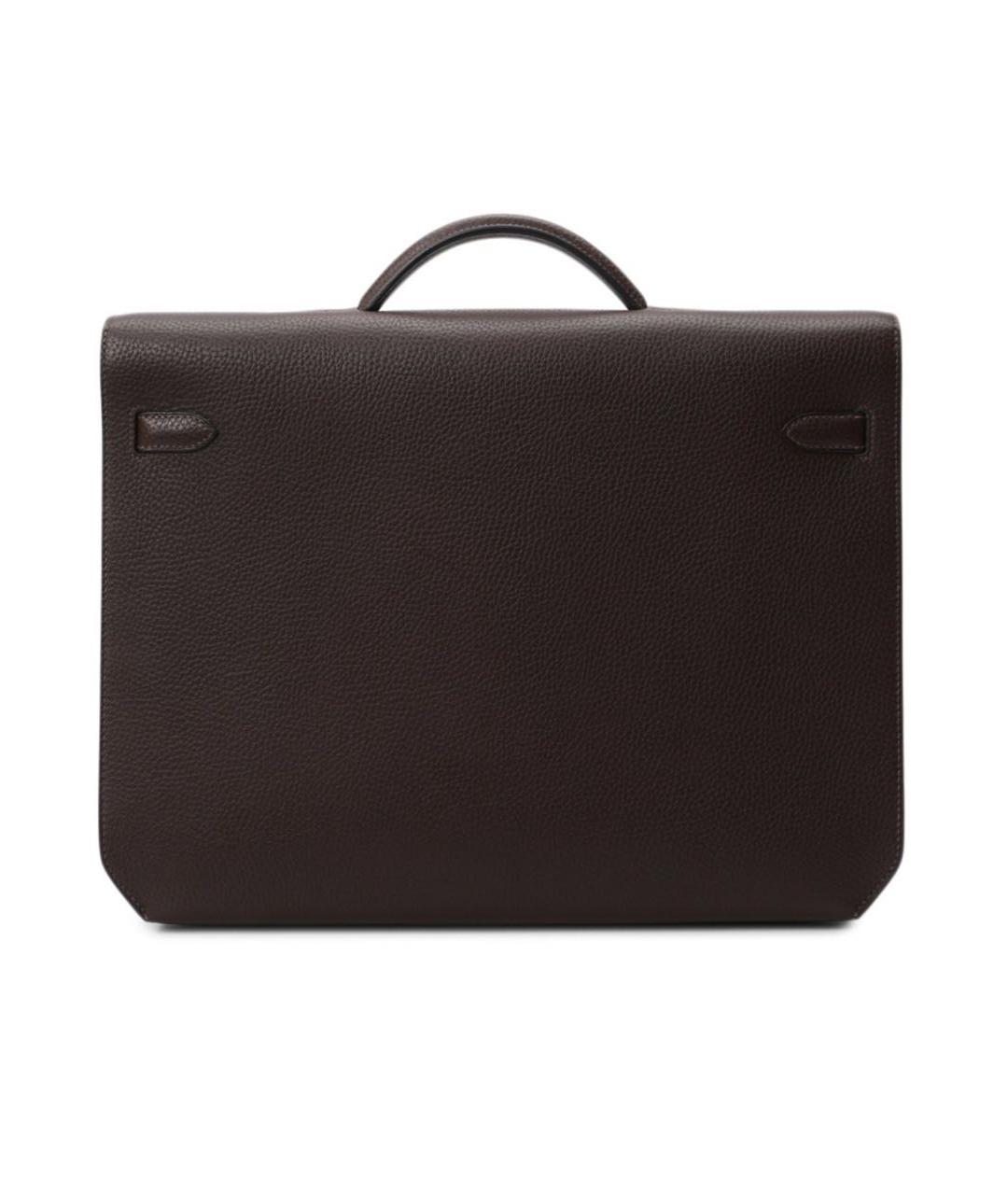 HERMES Бордовый кожаный портфель, фото 2