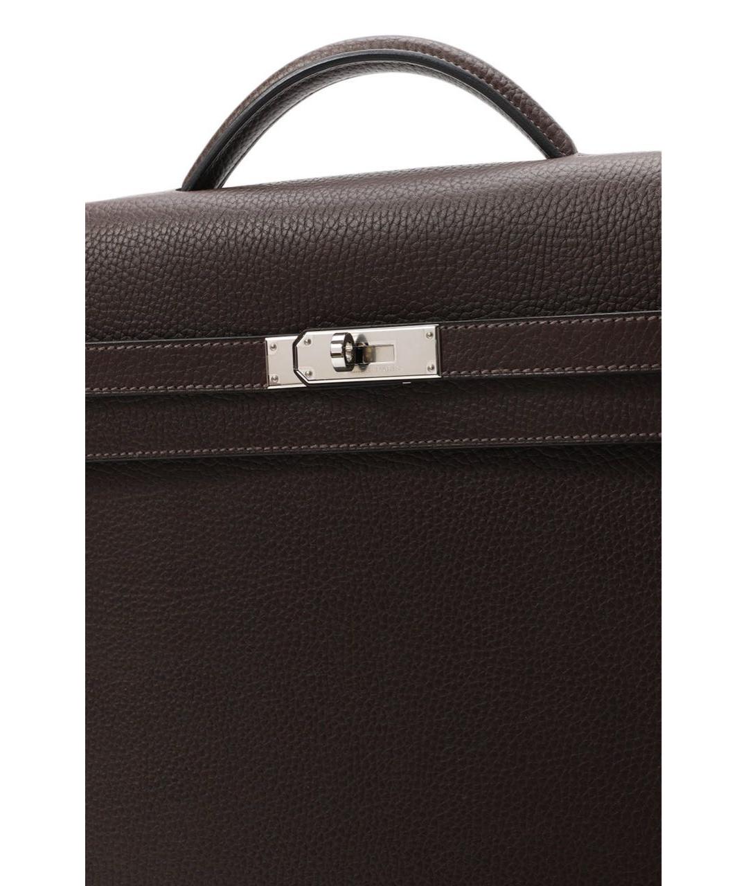 HERMES Бордовый кожаный портфель, фото 5