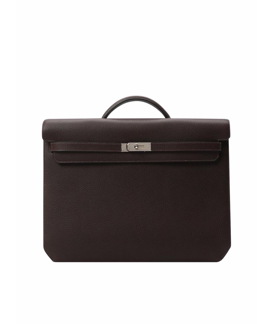 HERMES Бордовый кожаный портфель, фото 1