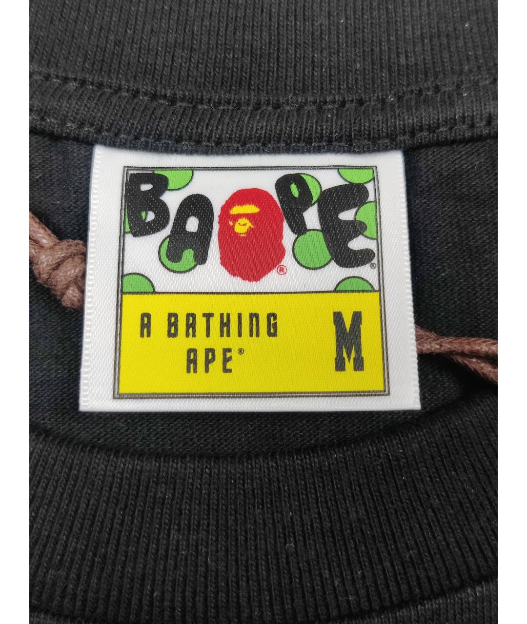 A BATHING APE Черная хлопковая футболка, фото 3