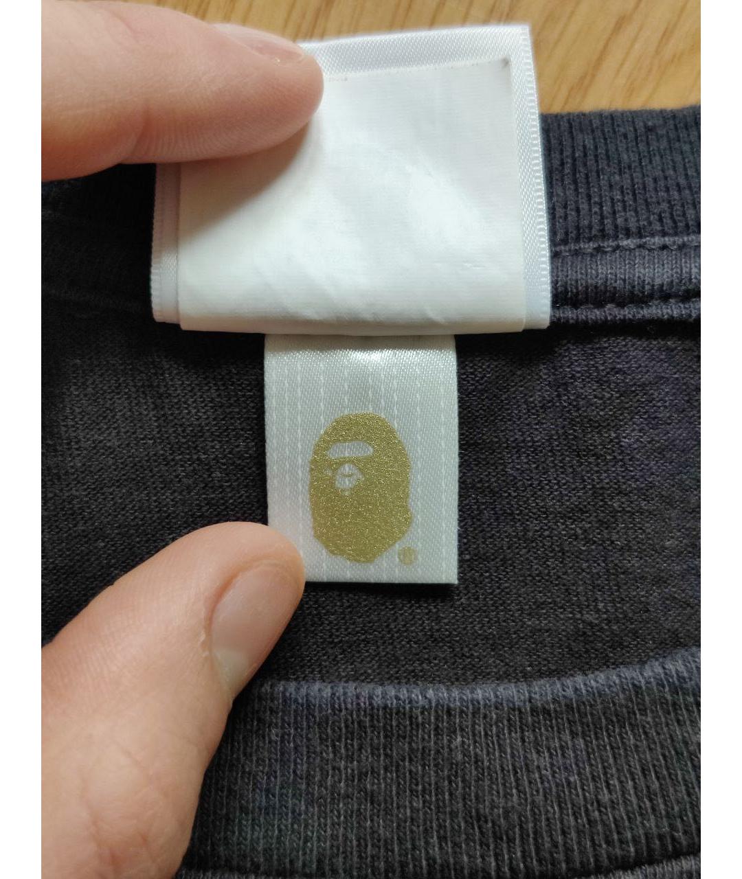 A BATHING APE Черная хлопковая футболка, фото 3