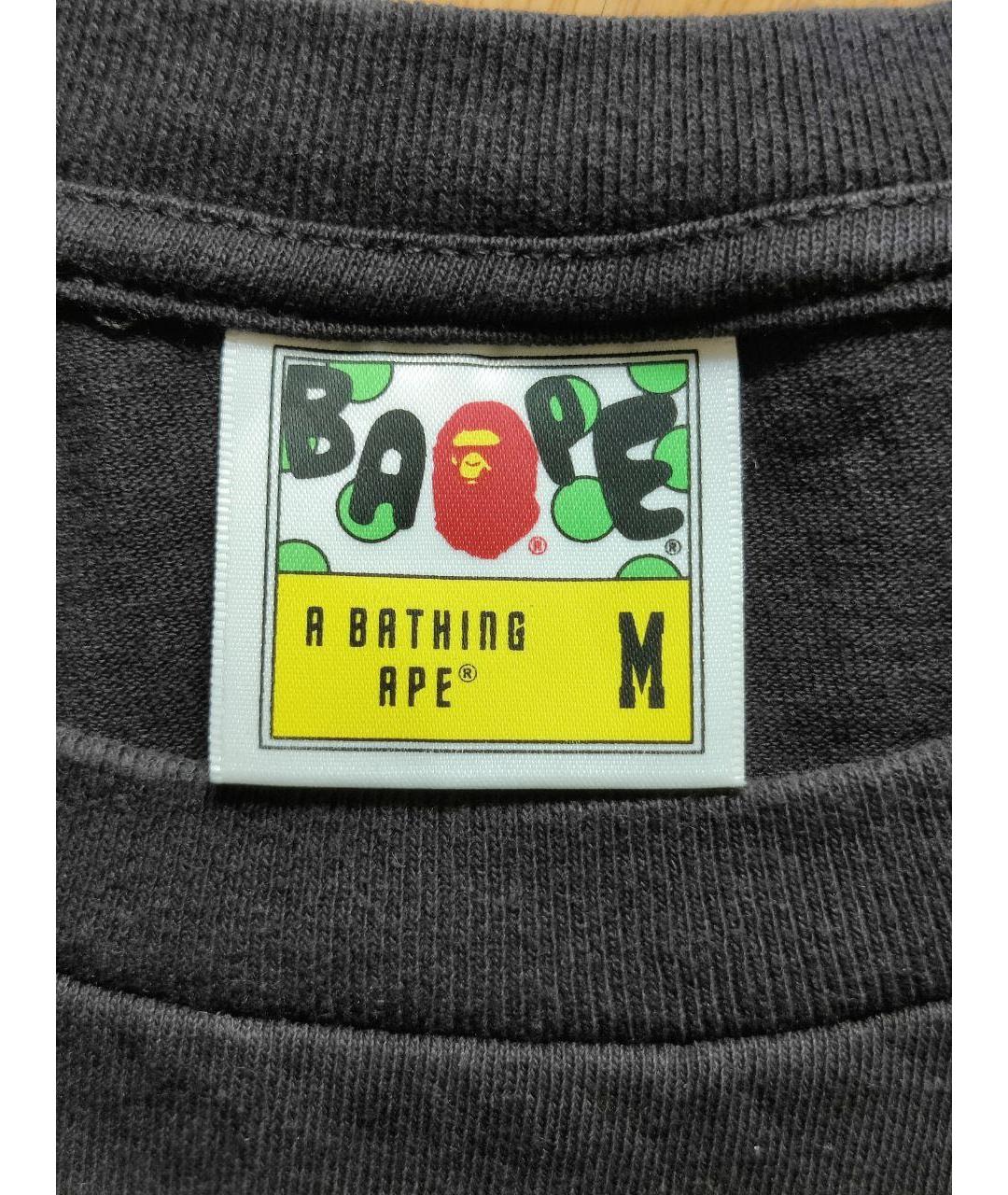 A BATHING APE Черная хлопковая футболка, фото 2