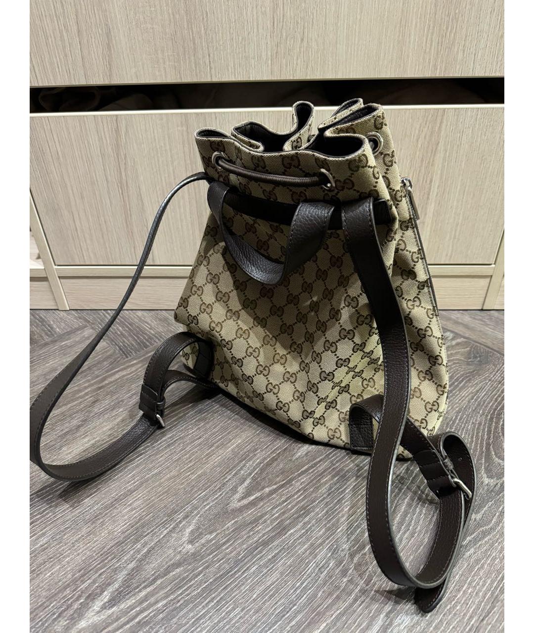 GUCCI Бежевый тканевый рюкзак, фото 4