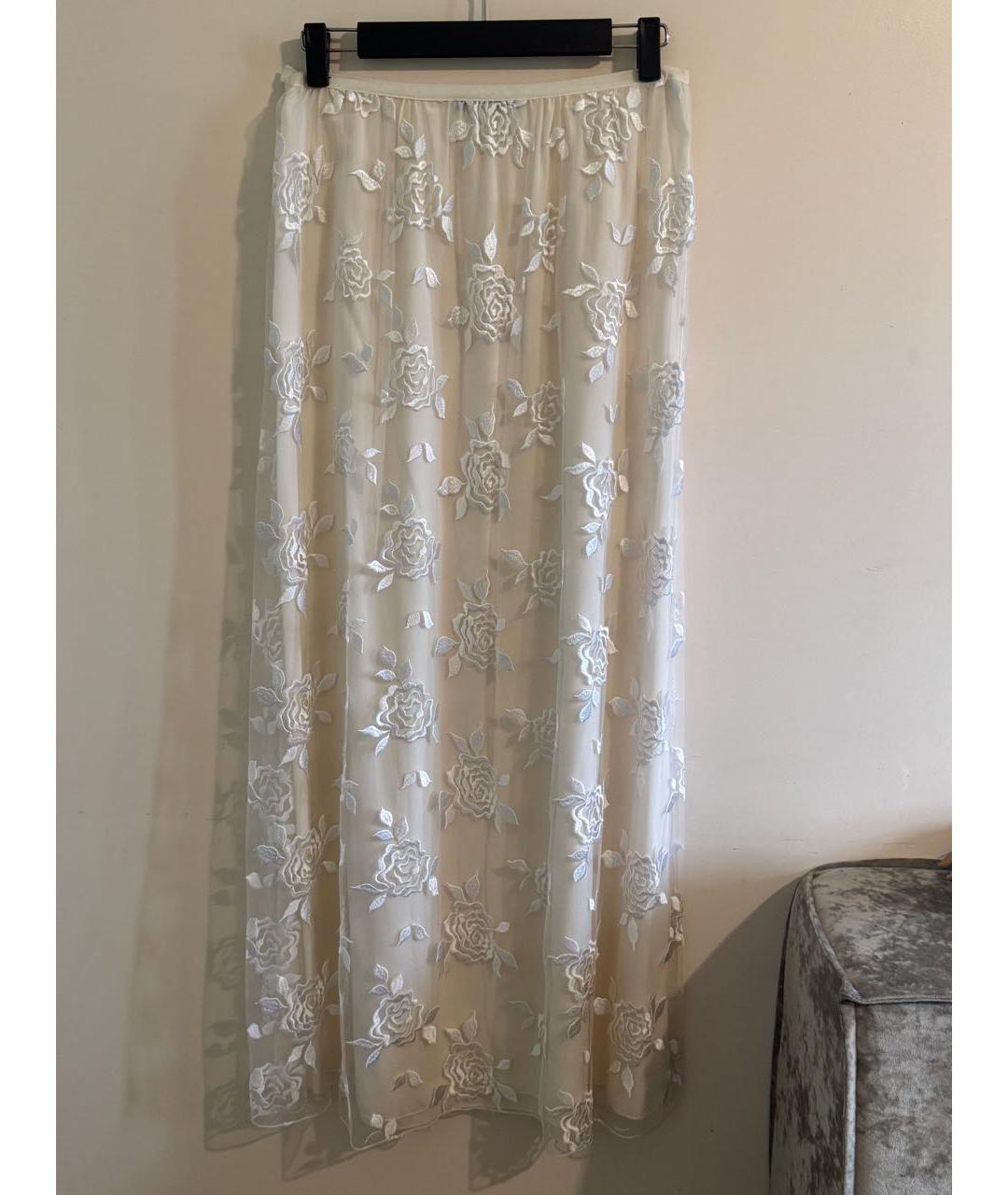 BLUMARINE Белая шелковая юбка макси, фото 6