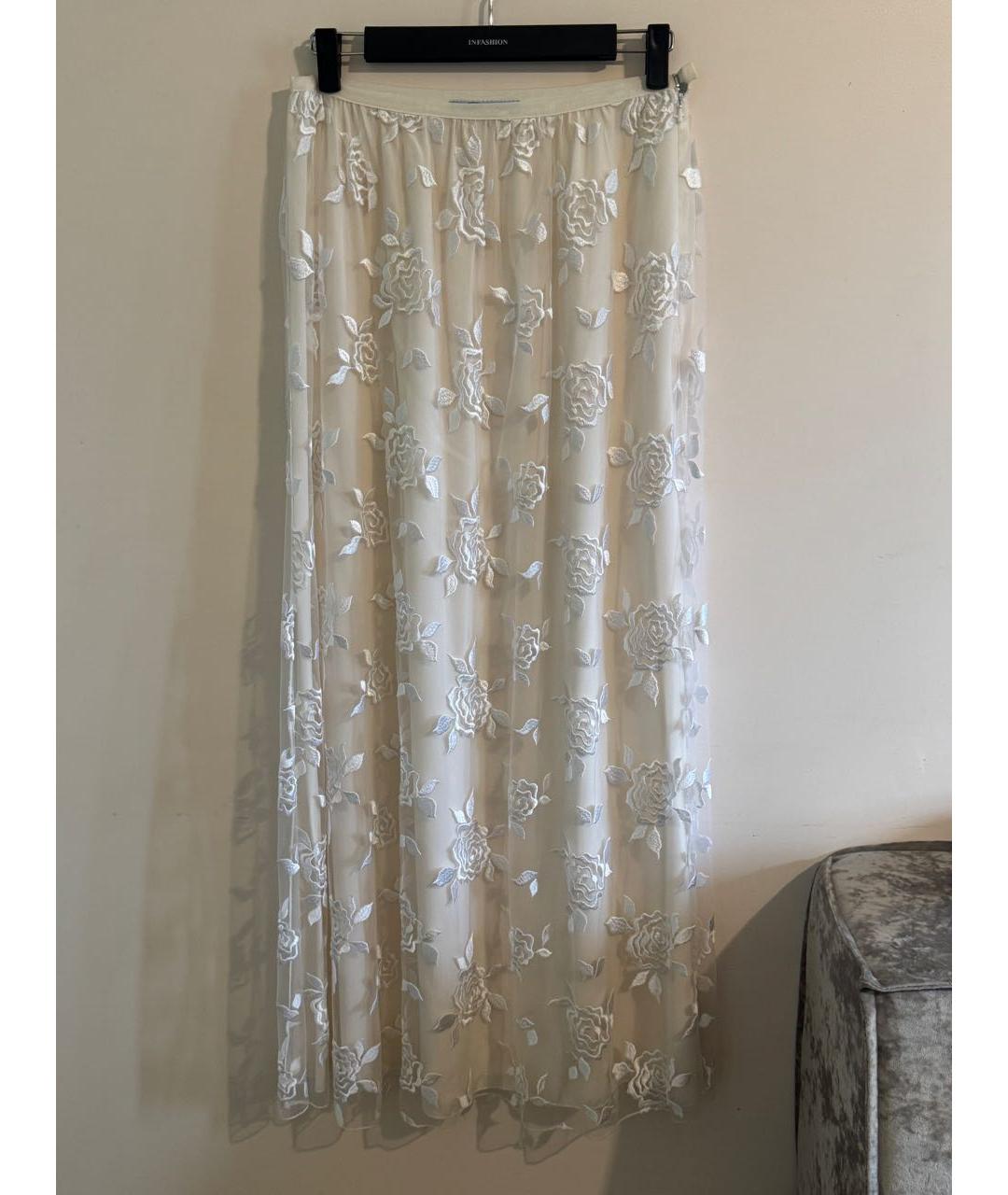 BLUMARINE Белая шелковая юбка макси, фото 2