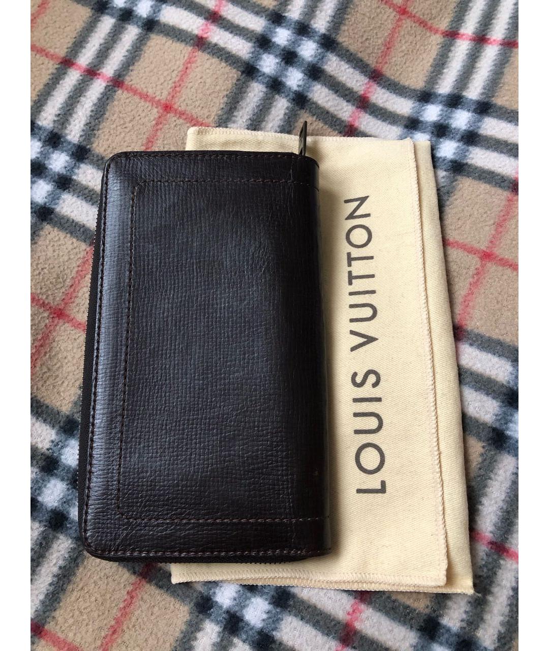 LOUIS VUITTON Коричневый кожаный кошелек, фото 2