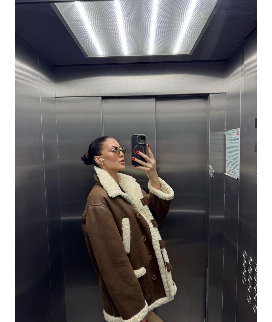 A.P.C. Коричневая полиэстеровая дубленка, фото 7