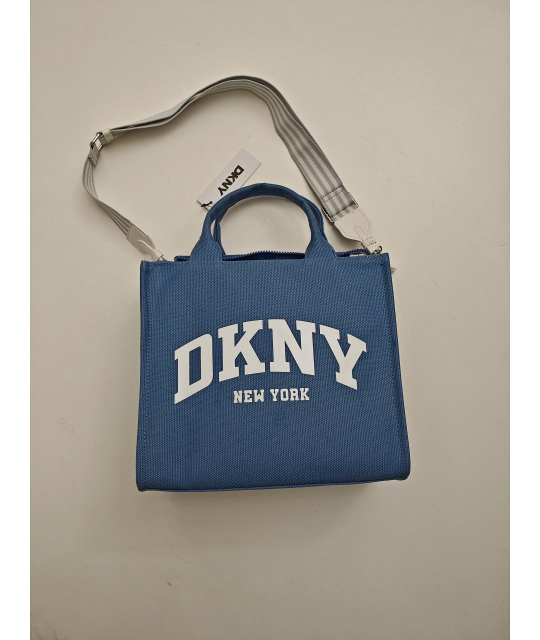 DKNY Голубая тканевая сумка тоут, фото 5