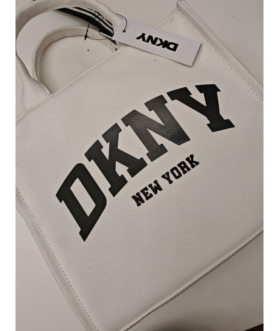 DKNY Белая тканевая сумка тоут, фото 5