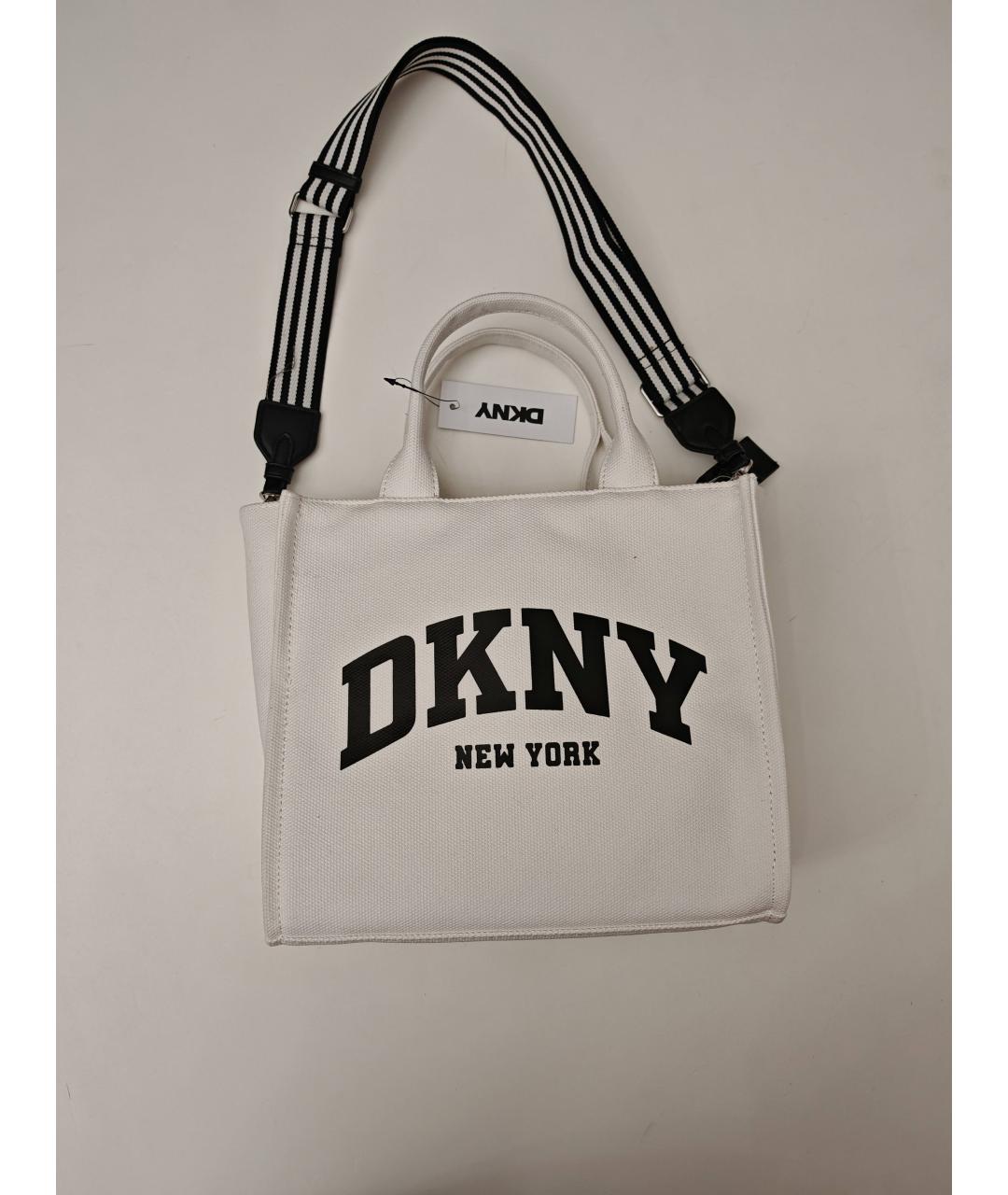 DKNY Белая тканевая сумка тоут, фото 6